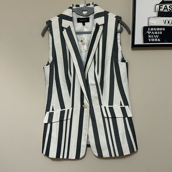 NWT TALBOTS STRIPED SLEEVELESS BLAZER 4 - Picture 1 of 7